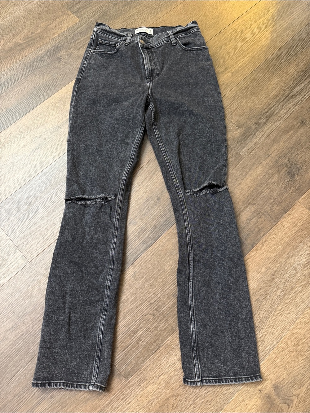 Abercrombie & Fitch Black Distressed Flare Jeans